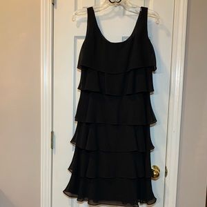 Patra Black Dress, Ruffled Tiers, 12, EUC
